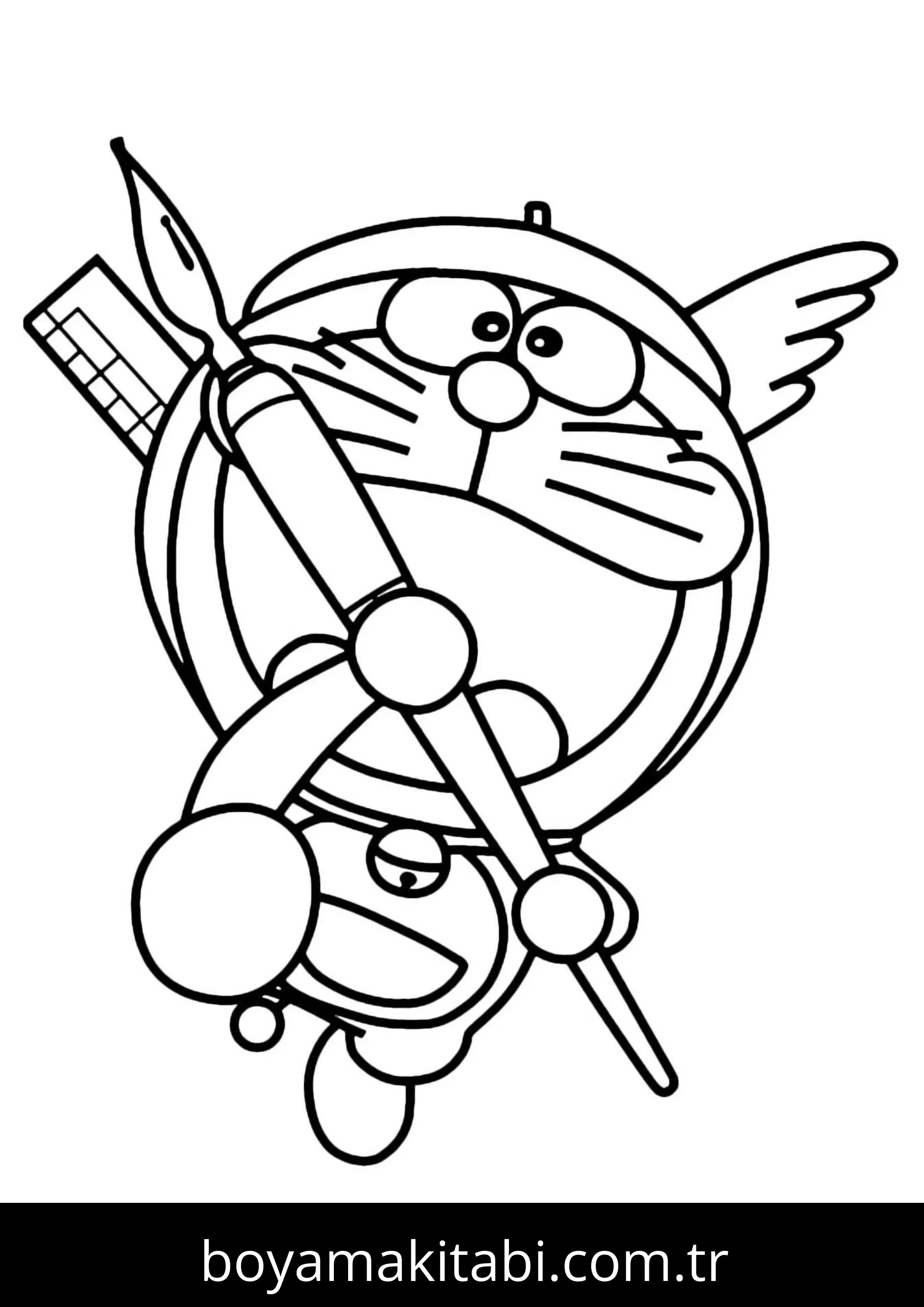 Doraemon boyama sayfası – basit çizim, kolay boyama