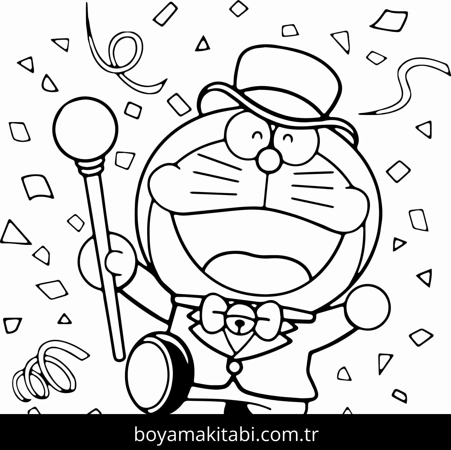 Doraemon boyama sayfası – renkli çizimler, okul öncesi