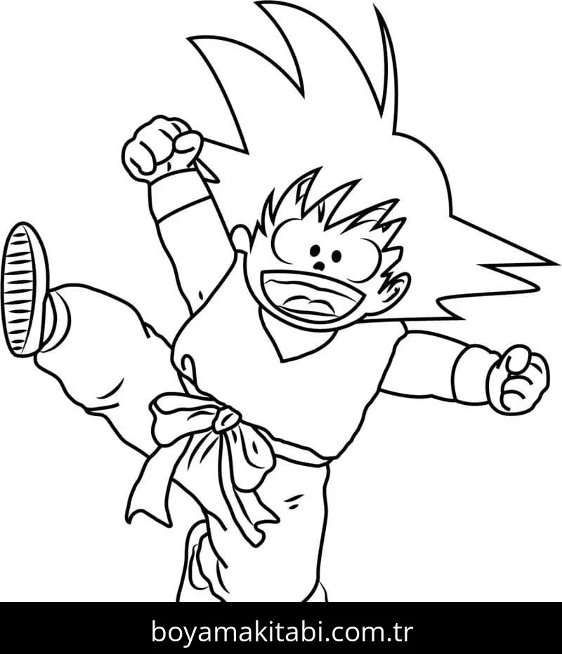 Dragon Ball boyama sayfası – renkli çizimler, okul öncesi