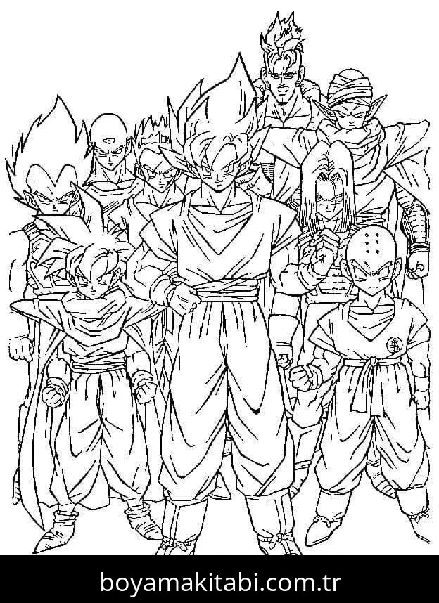 Dragon Ball boyama sayfası – keyifli zaman, renkli çizimler