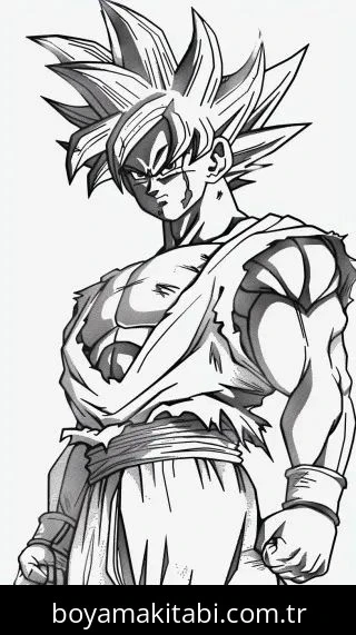 Goku Ultra Istinto boyama sayfası #5 – kolay boyama, eğitici aktivite