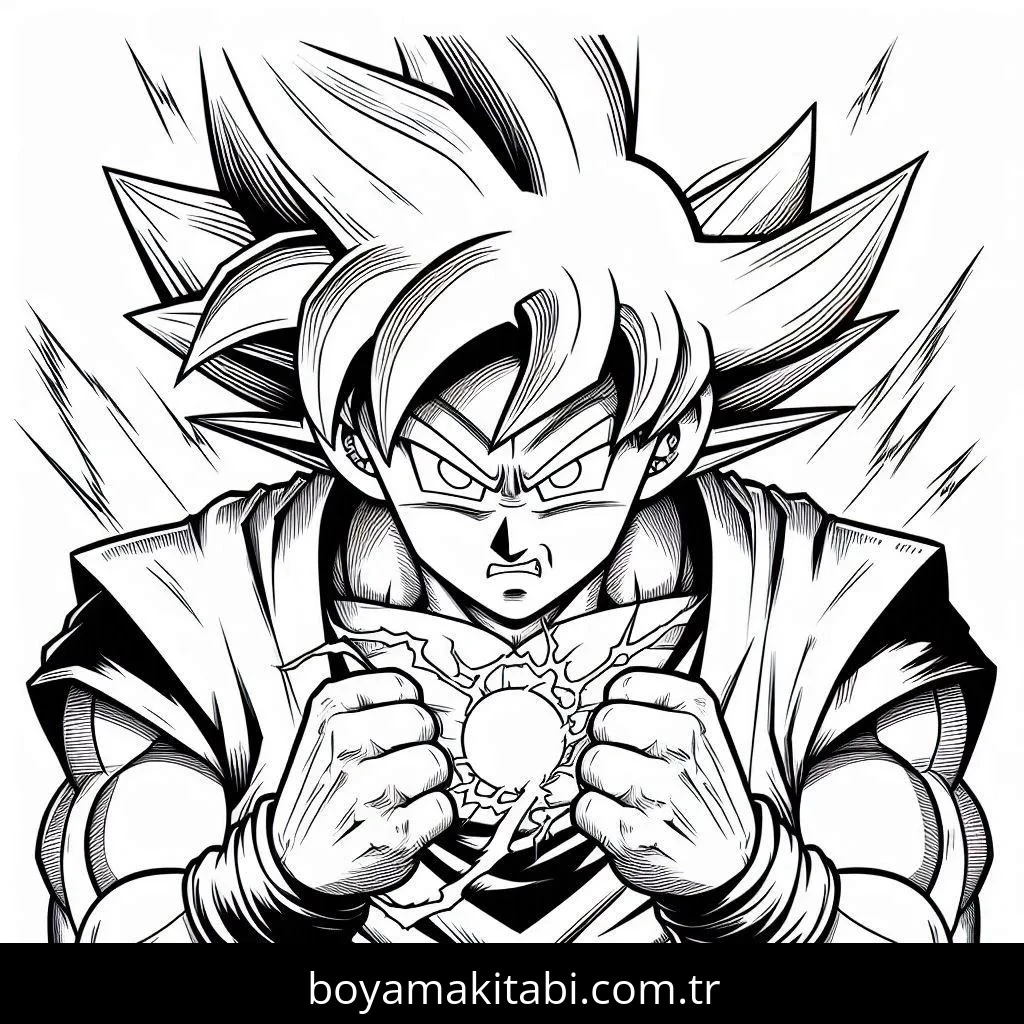 Goku Ultra Istinto boyama sayfası #13 – el becerilerini geliştirir, boyama çalışması