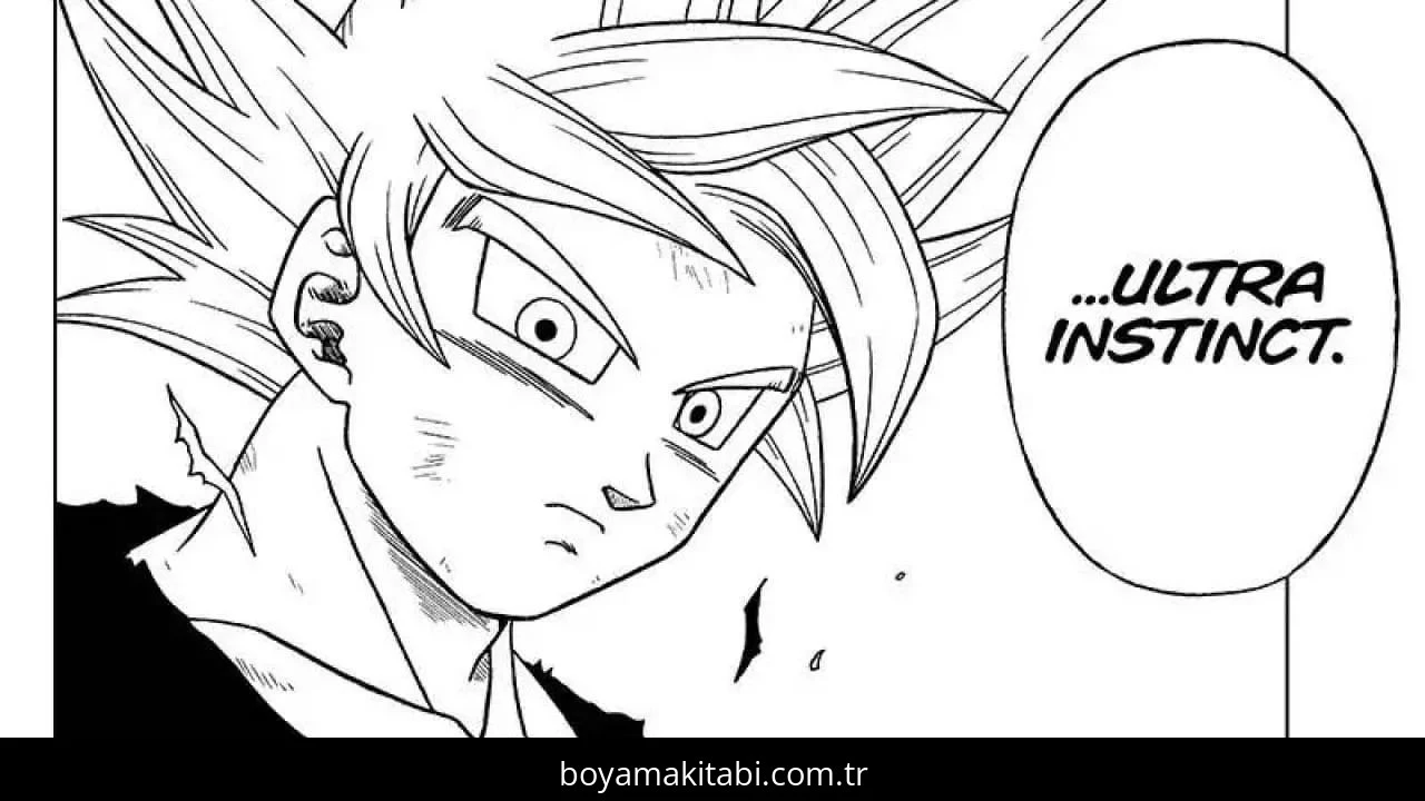 Goku Ultra Istinto boyama sayfası – basit çizim, kolay boyama