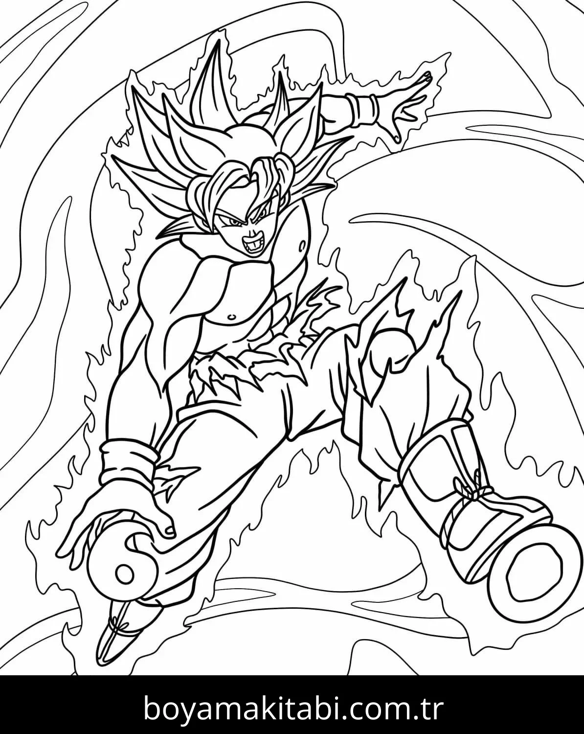 Goku Ultra Istinto boyama sayfası – boyama çalışması, yaratıcılığı geliştirir