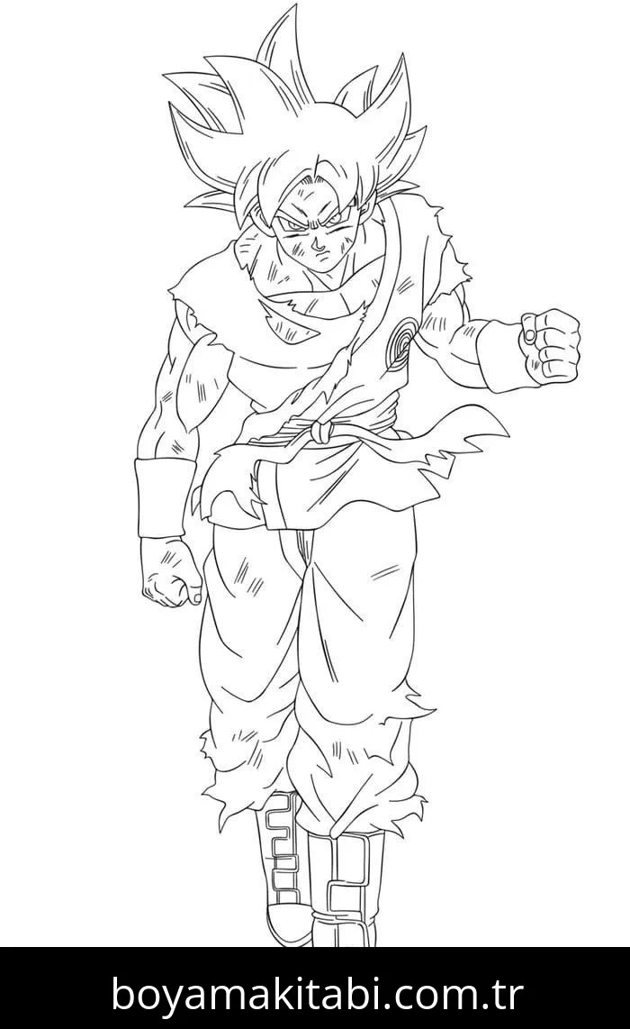 Goku Ultra Istinto boyama sayfası – çocuklar için, çizgi film temalı