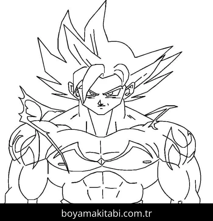 Goku Ultra Istinto boyama sayfası – eğlenceli etkinlik, el becerilerini geliştirir