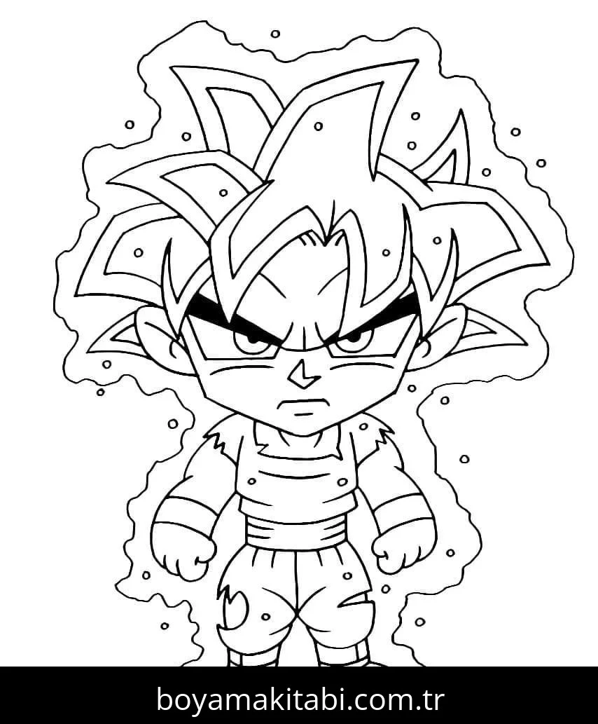 Goku Ultra Istinto boyama sayfası – sevimli karakter, sanatsal çalışma