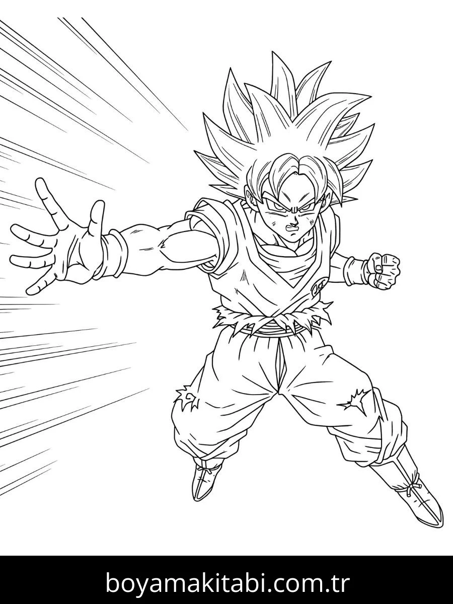 Goku Ultra Istinto boyama sayfası – el becerilerini geliştirir, boyama çalışması