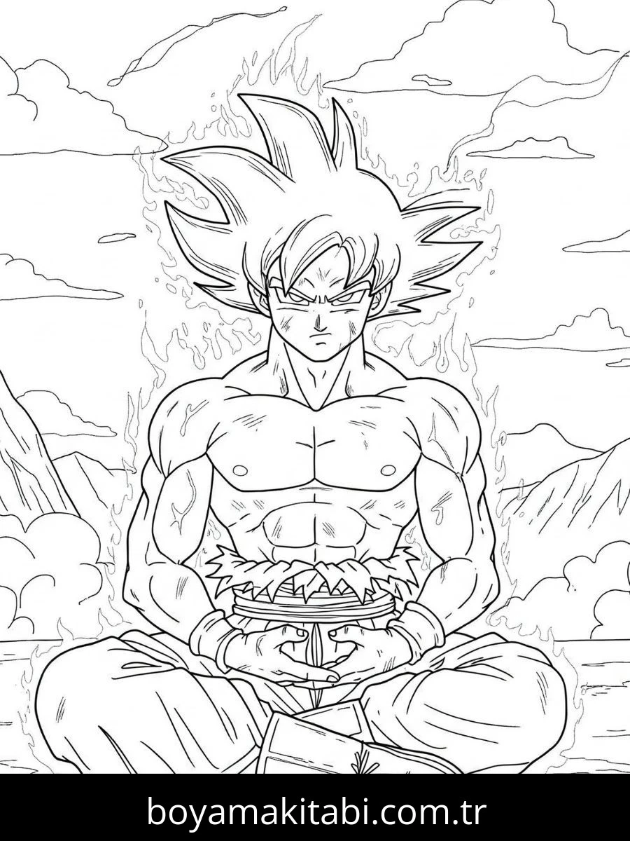 Goku Ultra Istinto boyama sayfası – keyifli zaman, renkli çizimler