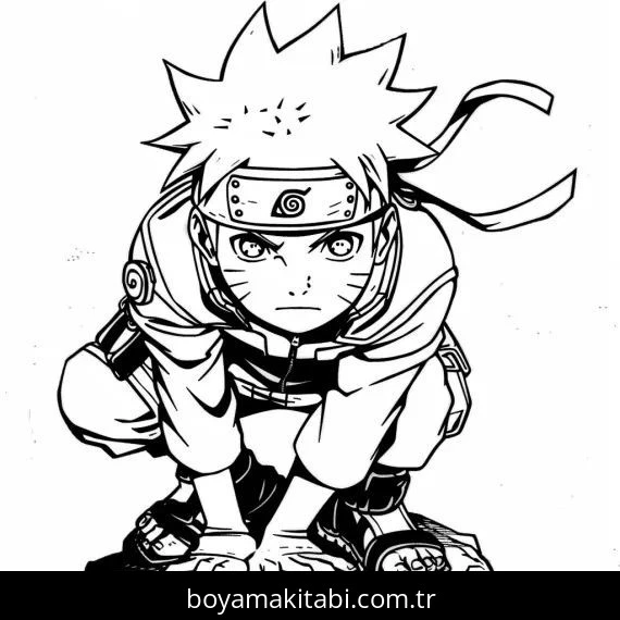 Naruto boyama sayfası #105 – dikkat ve odaklanma geliştirir, A4 baskıya uygun