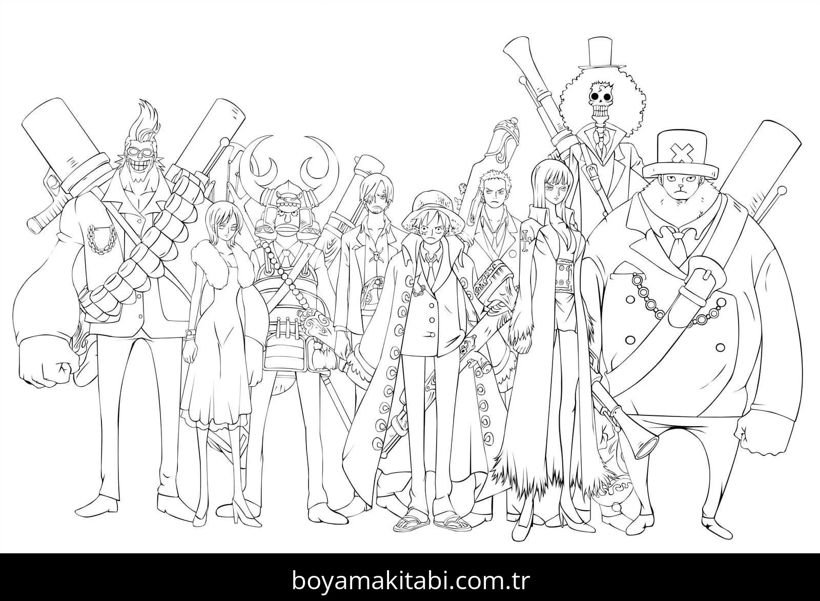 One Piece boyama sayfası #53 – basit çizim, yaz tatili etkinliği