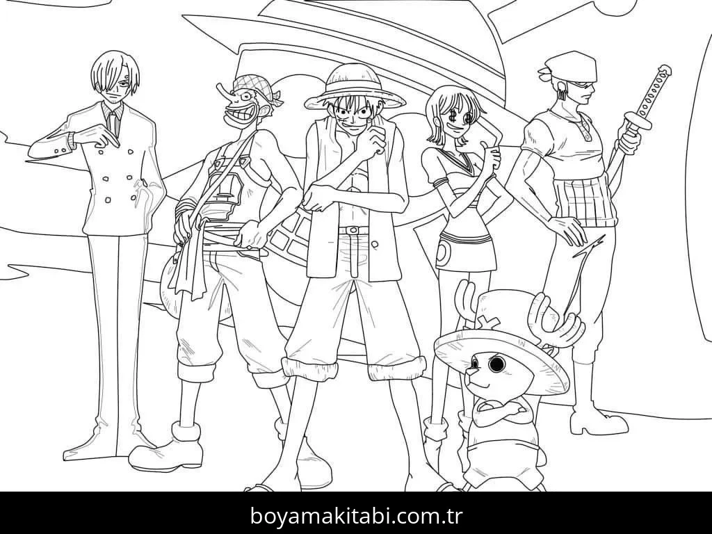 One Piece boyama sayfası #59 – aile ile vakit geçirme, renk bilgisini öğretir