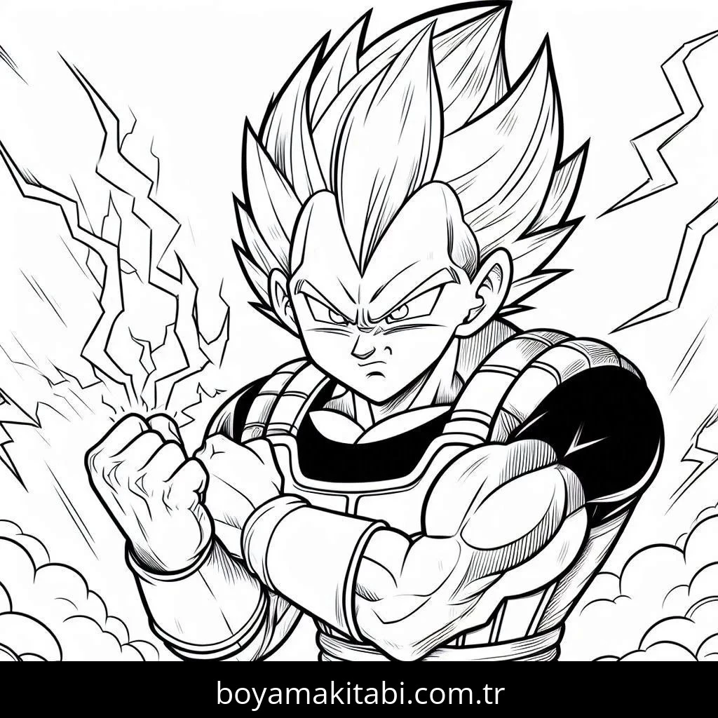 Saiyan boyama sayfası – el becerilerini geliştirir, boyama çalışması