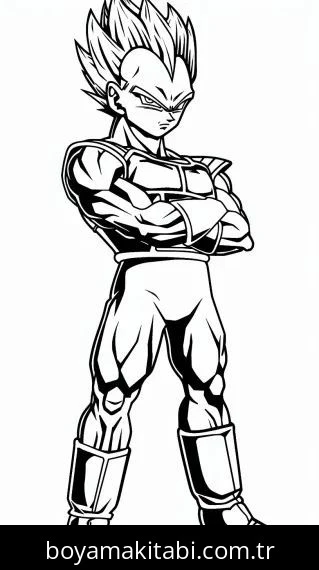Saiyan boyama sayfası – basit çizim, kolay boyama