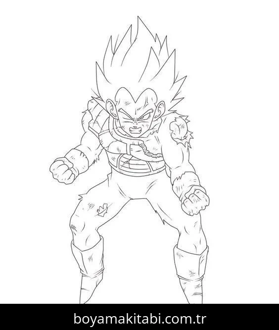 Saiyan boyama sayfası – sevimli karakter, sanatsal çalışma