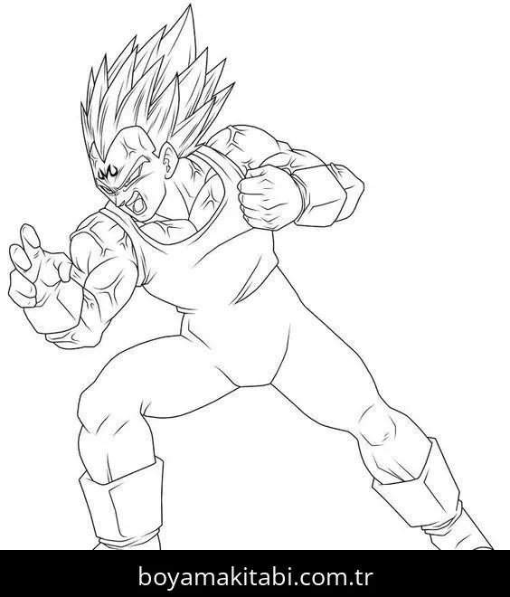 Saiyan boyama sayfası – çizgi film temalı, basit çizim