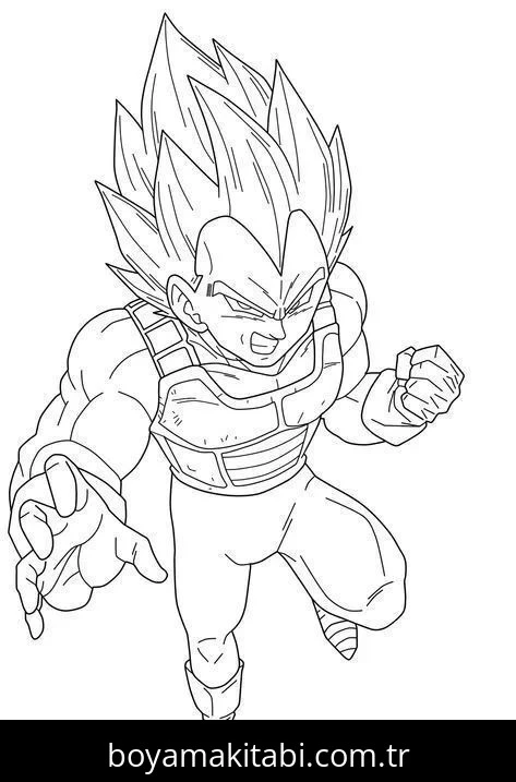 Saiyan boyama sayfası – sanatsal çalışma, çocuklar için