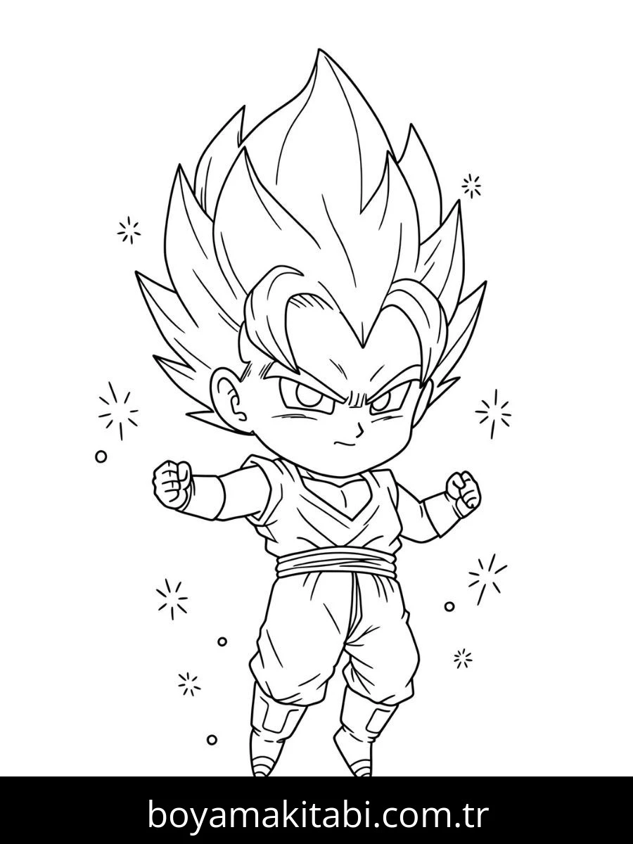 Saiyan boyama sayfası – PDF indir, sevimli karakter