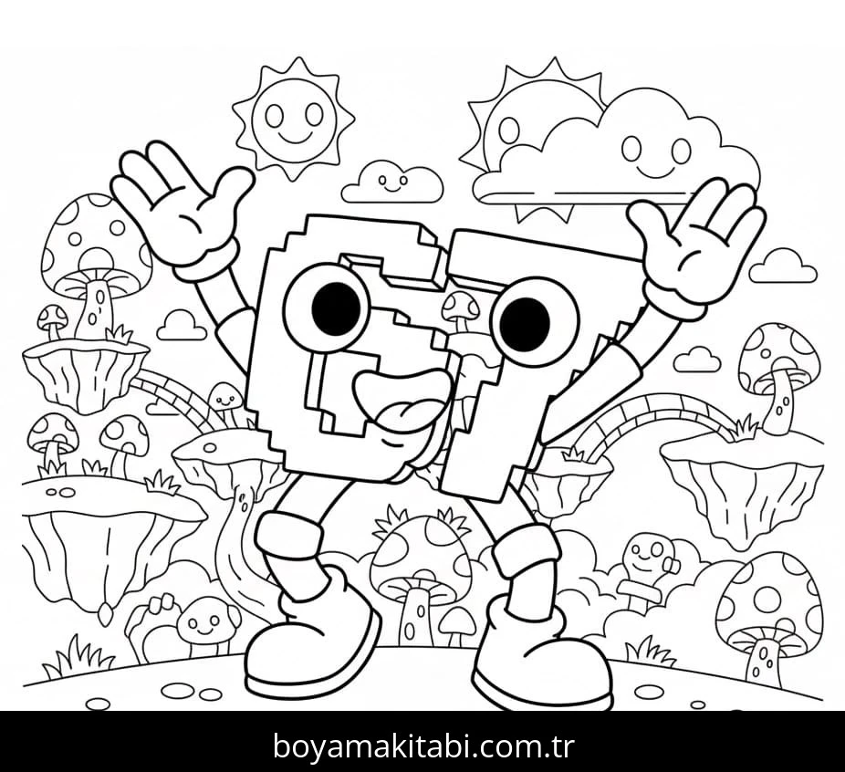 67 Brainrot boyama sayfası – sevimli karakter, sanatsal çalışma