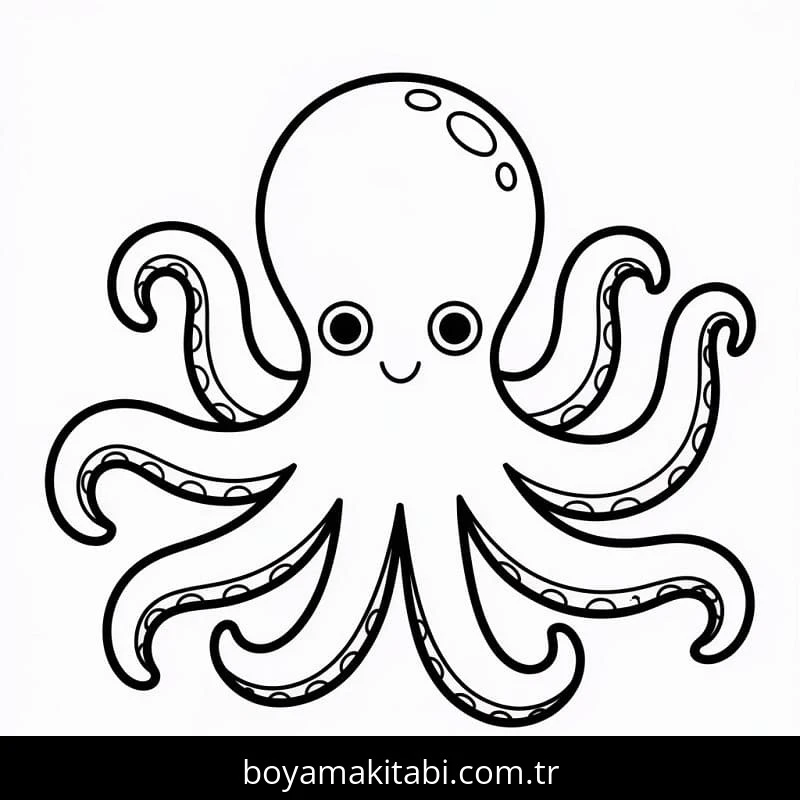 Ahtapot boyama sayfası #49 – aile ile vakit geçirme, renk bilgisini öğretir