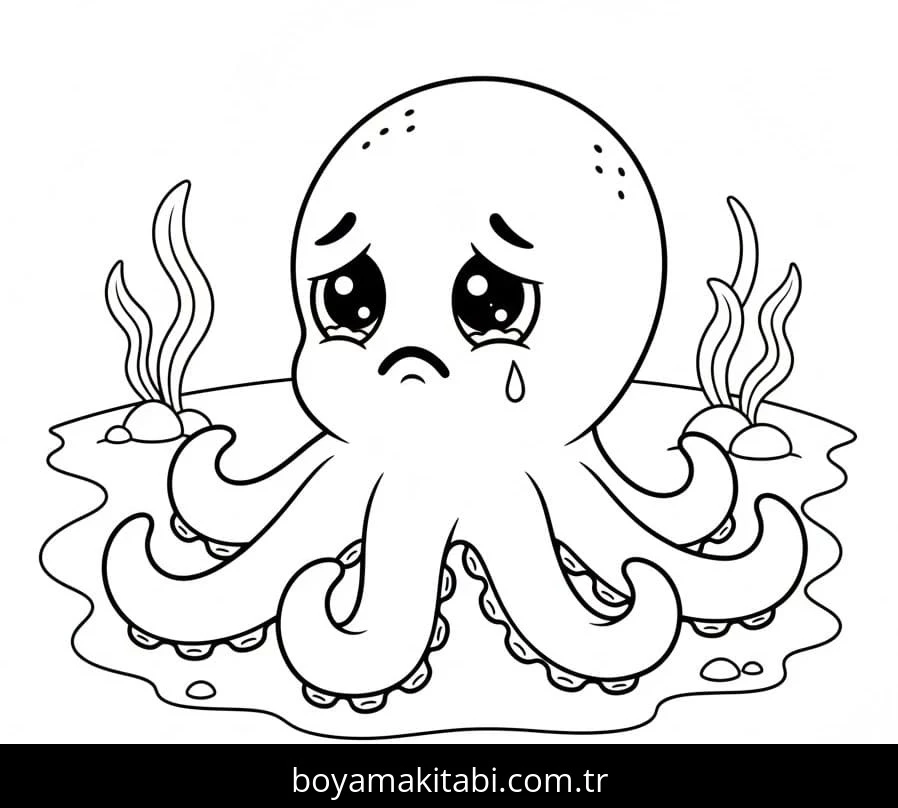 Ahtapot boyama sayfası #53 – dikkat ve odaklanma geliştirir, A4 baskıya uygun