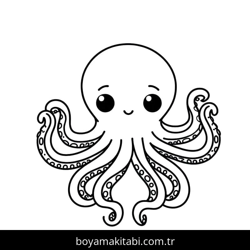 Ahtapot boyama sayfası #55 – hayal gücünü besler, tamamen ücretsiz
