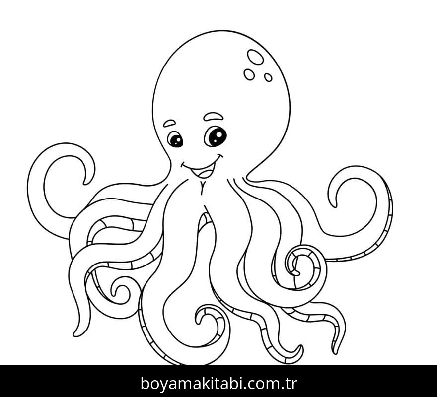 Ahtapot boyama sayfası #61 – mürekkep tasarrufu sağlar, PDF indir