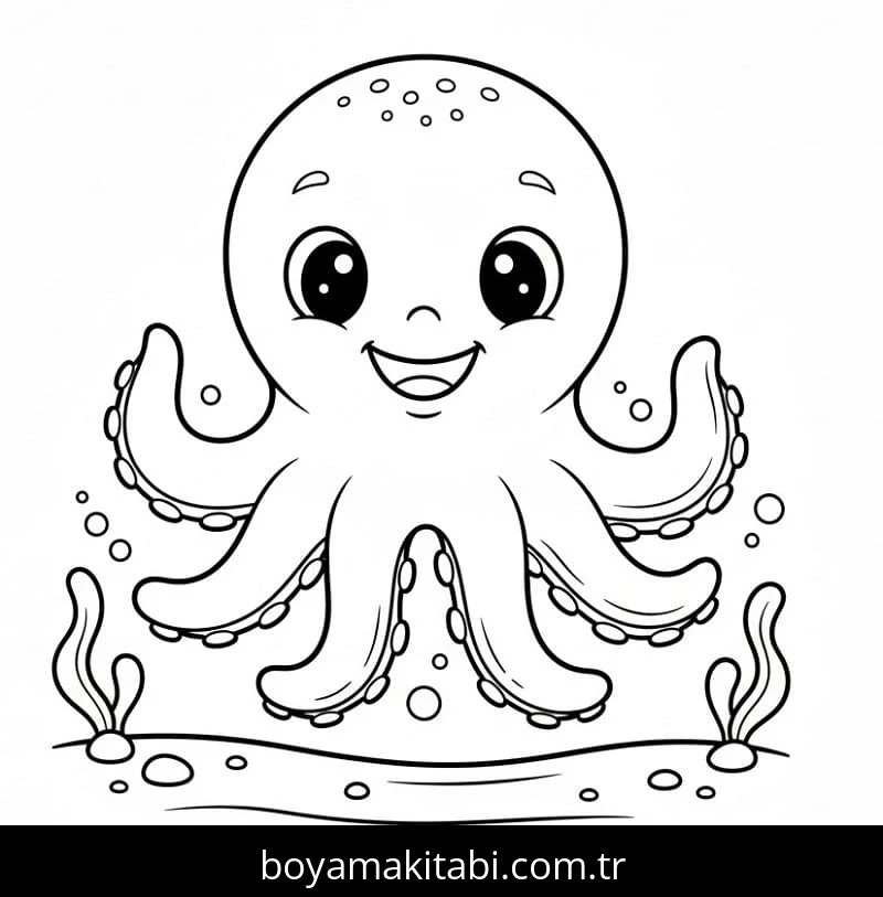 Ahtapot boyama sayfası #63 – günlük etkinlik önerisi, kolay boyama