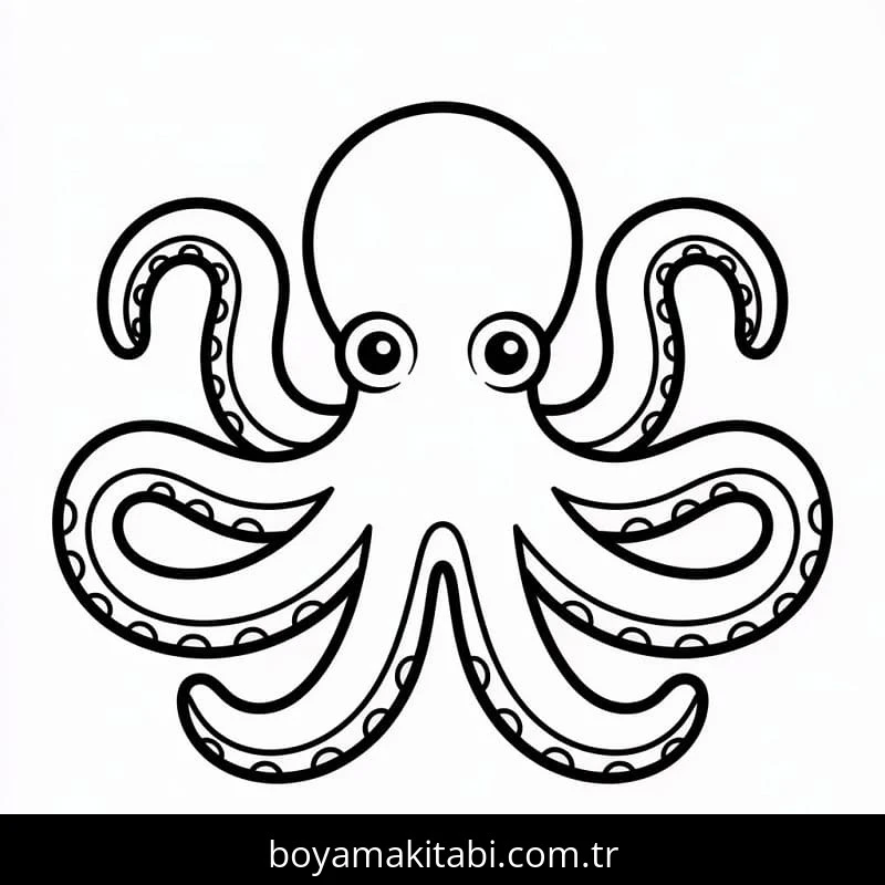 Ahtapot boyama sayfası #65 – çocuklarla kaliteli zaman, yaratıcılığı geliştirir