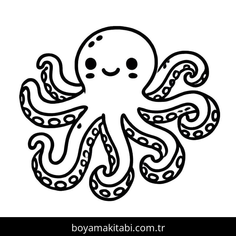 Ahtapot boyama sayfası #68 – PDF indir, sevimli karakter