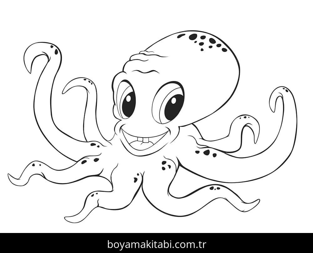 Ahtapot boyama sayfası #70 – kolay boyama, eğitici aktivite