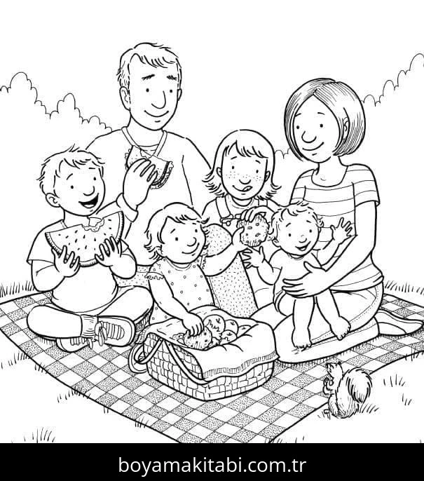 Aile boyama sayfası #25 – çocuk aktivitesi, ilkokul öğrencileri için