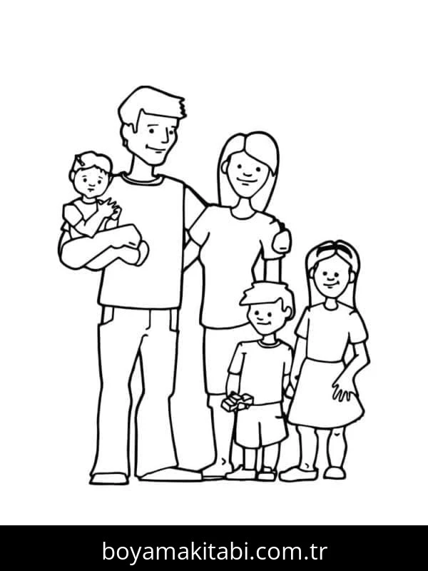 Aile boyama sayfası #26 – sanatsal çalışma, aile ile vakit geçirme