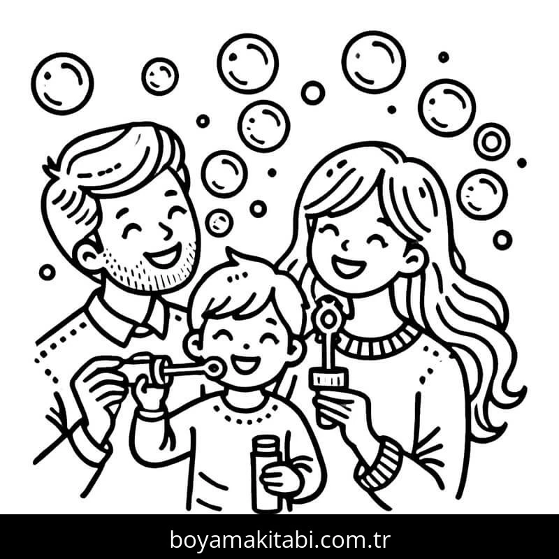 Aile boyama sayfası #30 – renkli çizimler, dikkat ve odaklanma geliştirir