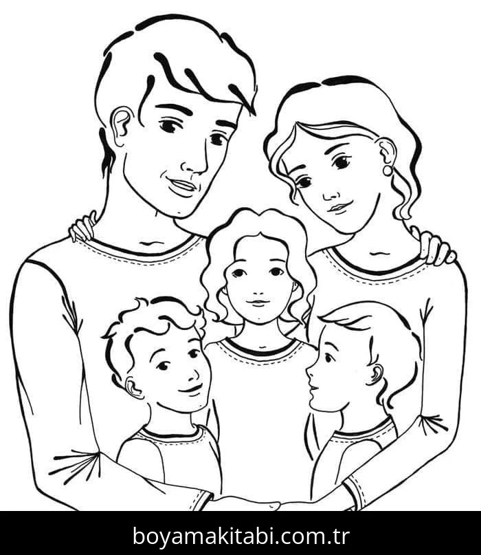Aile boyama sayfası #40 – renk bilgisini öğretir, günlük etkinlik önerisi