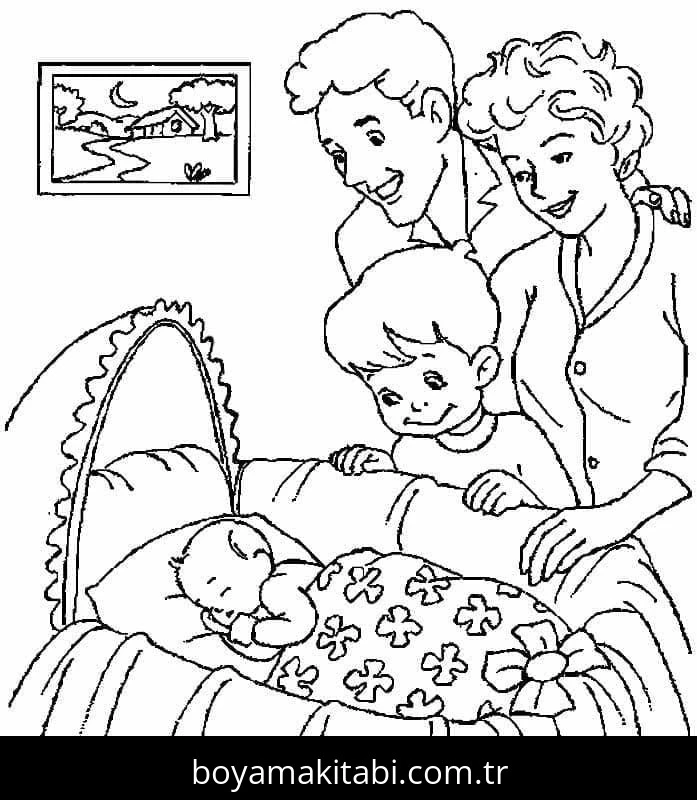Aile boyama sayfası #48 – yaratıcı sanat çalışması, eğlenceli etkinlik