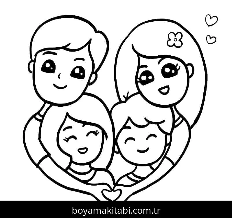 Aile boyama sayfası #49 – çocuklarla kaliteli zaman, yaratıcılığı geliştirir