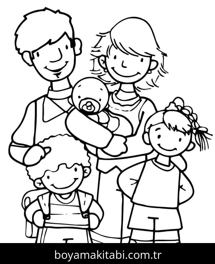 Aile boyama sayfası #50 – eğlenceli öğrenme deneyimi, okul öncesi