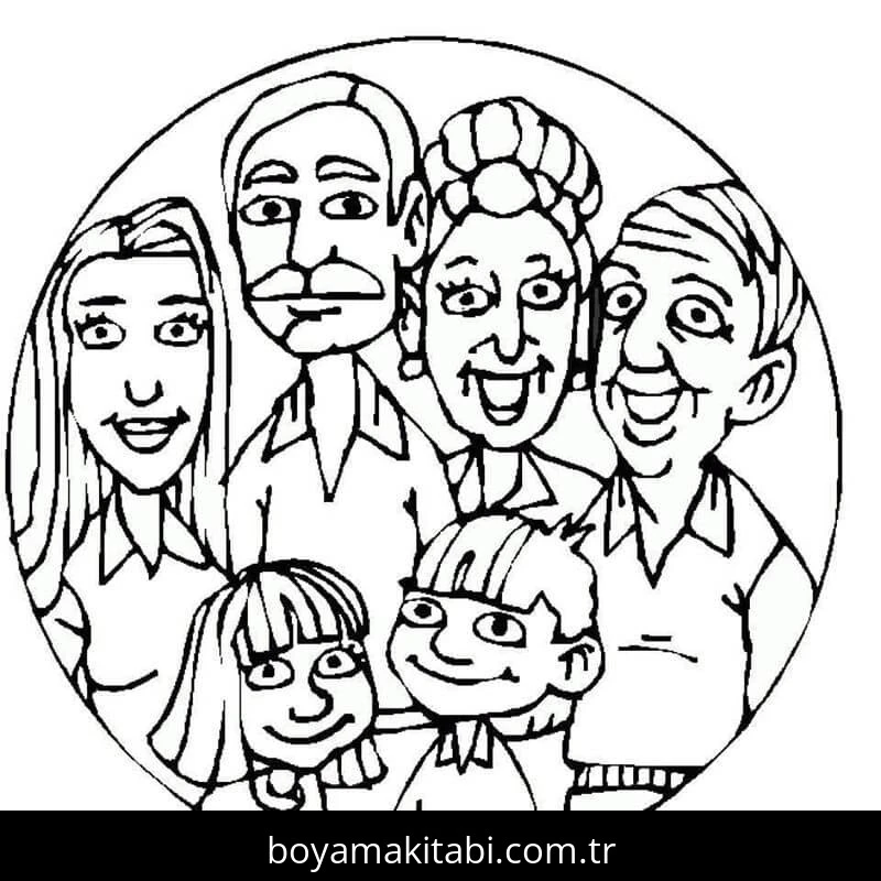 Aile boyama sayfası #54 – kolay boyama, eğitici aktivite