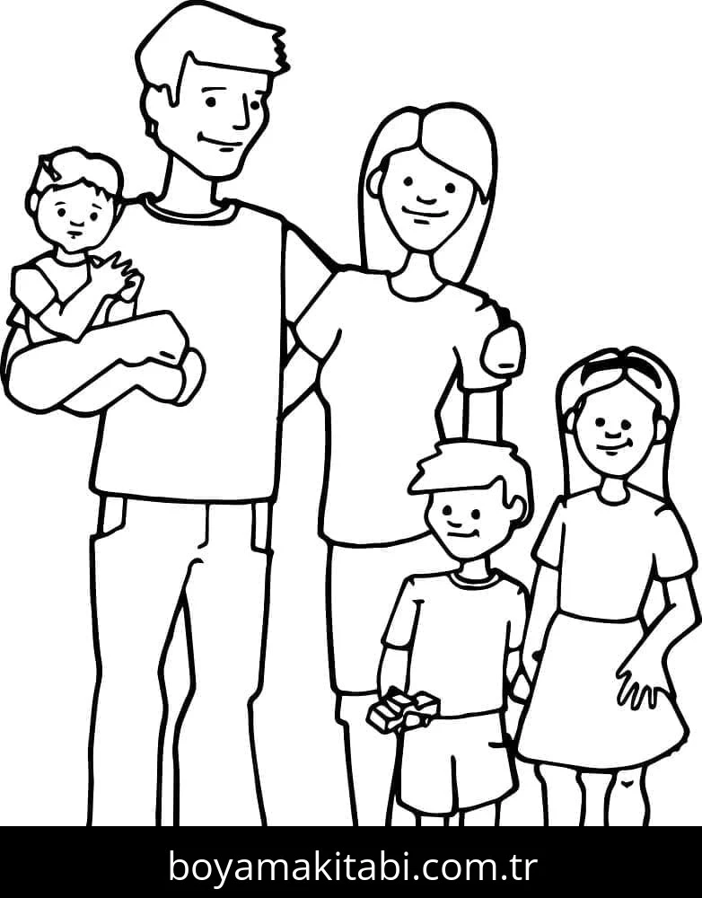 Aile boyama sayfası #55 – eğlenceli etkinlik, el becerilerini geliştirir