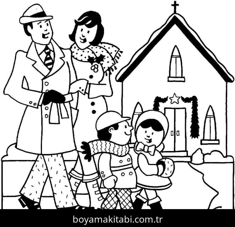 Aile boyama sayfası #59 – sevimli karakter, sanatsal çalışma