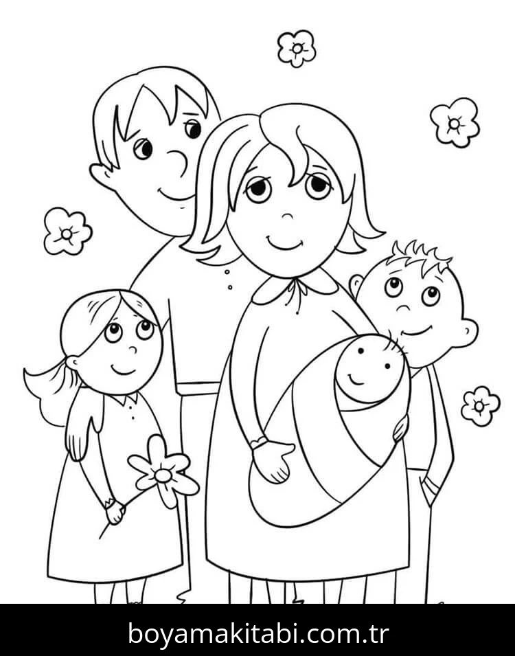 Aile boyama sayfası #61 – eğitici aktivite, yaratıcılık
