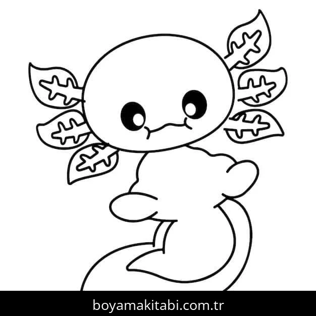 Aksolotl boyama sayfası – sanatsal çalışma, çocuklar için