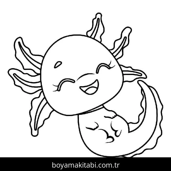 Aksolotl boyama sayfası – ücretsiz yazdır, boyama etkinliği