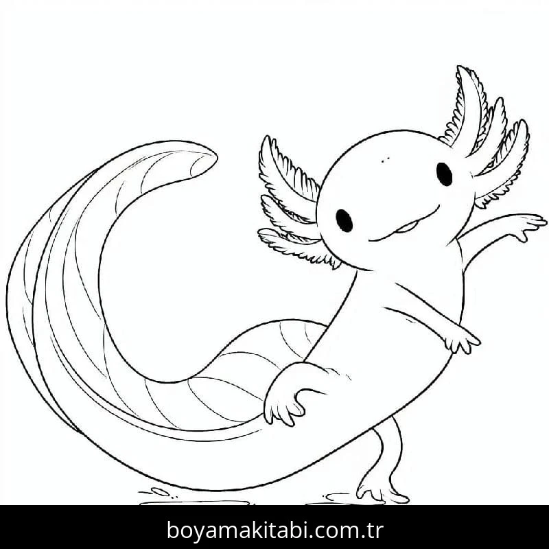 Aksolotl boyama sayfası – boyama etkinliği, çocuk aktivitesi