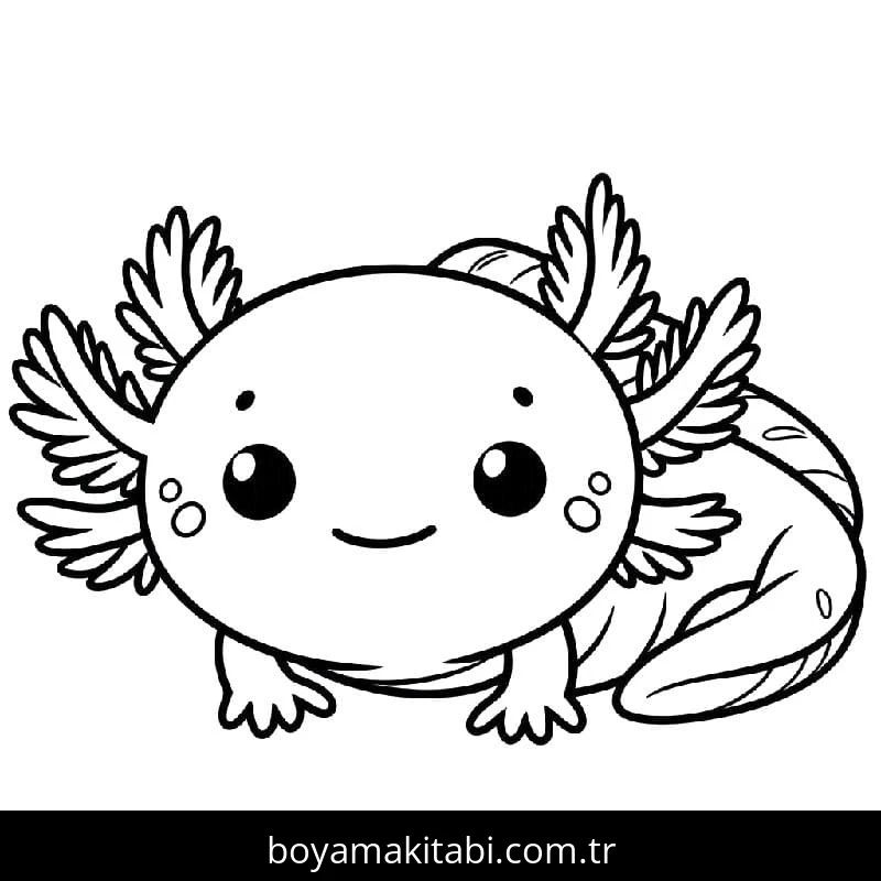 Aksolotl boyama sayfası – çizgi film temalı, basit çizim