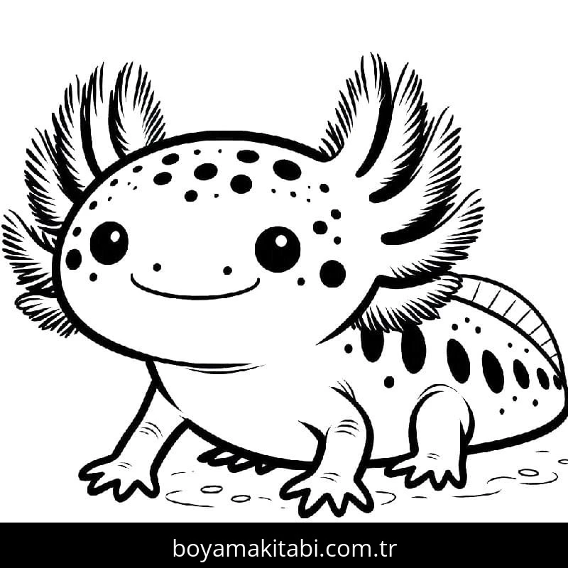 Aksolotl boyama sayfası – eğitici aktivite, yaratıcılık