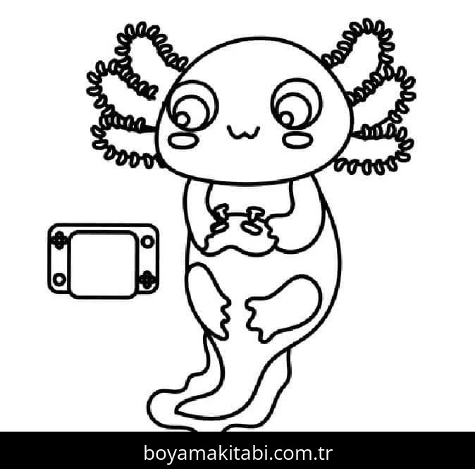 Aksolotl boyama sayfası – keyifli zaman, renkli çizimler