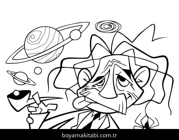 Albert Einstein boyama sayfası – çocuklar için, çizgi film temalı