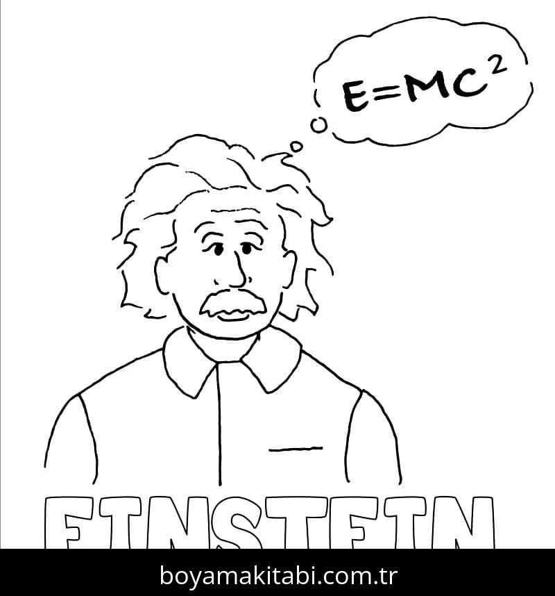 Albert Einstein boyama sayfası – eğlenceli etkinlik, el becerilerini geliştirir